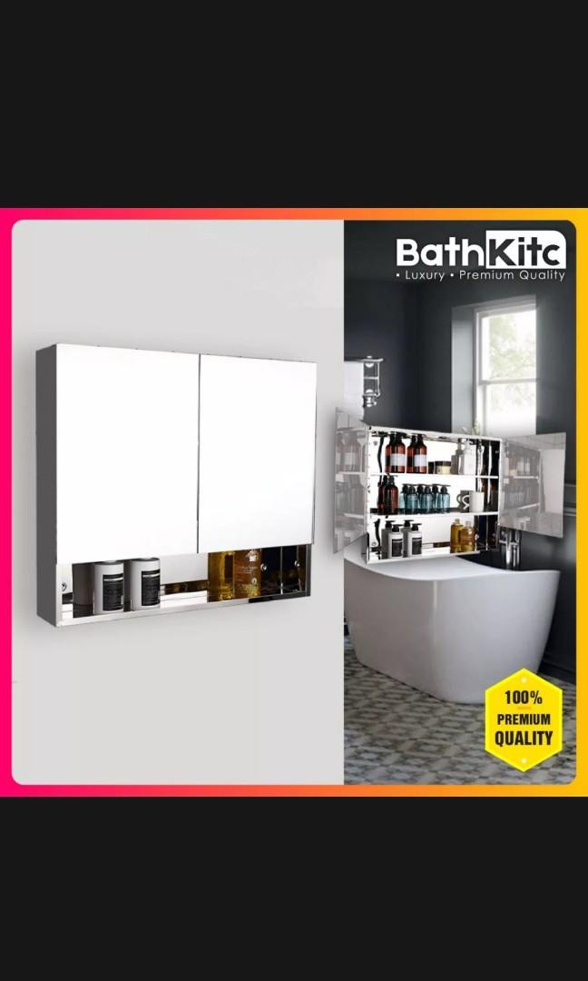 (700x600) Big Bathroom Mirror Stainless Steel, Furniture & Home