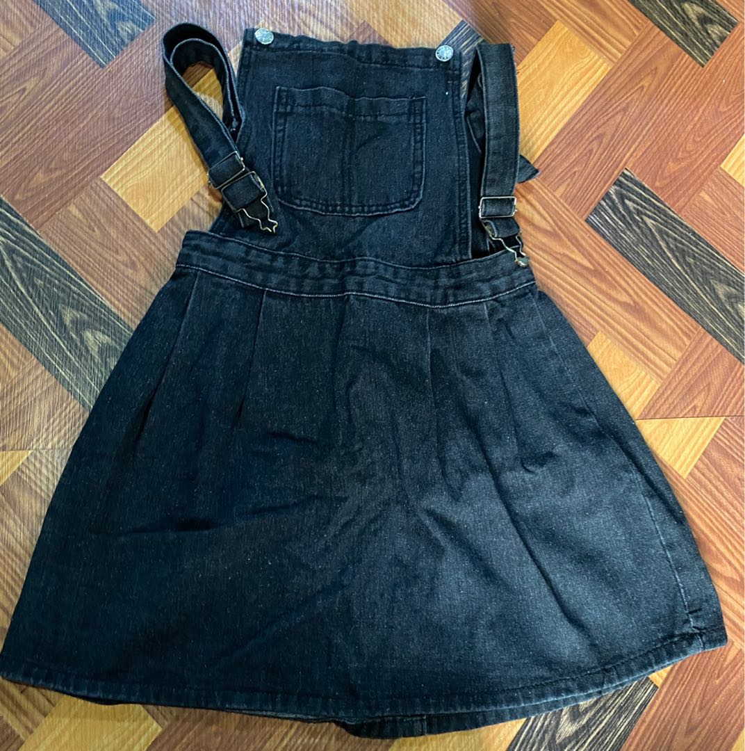 Black Denim Jumper Skirt for Kids 