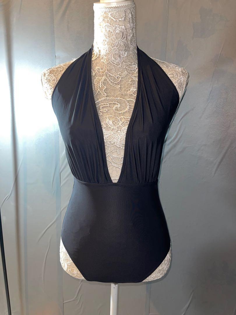 Black halter one piece swimsuit, Women's Fashion, Swimwear, Bikinis