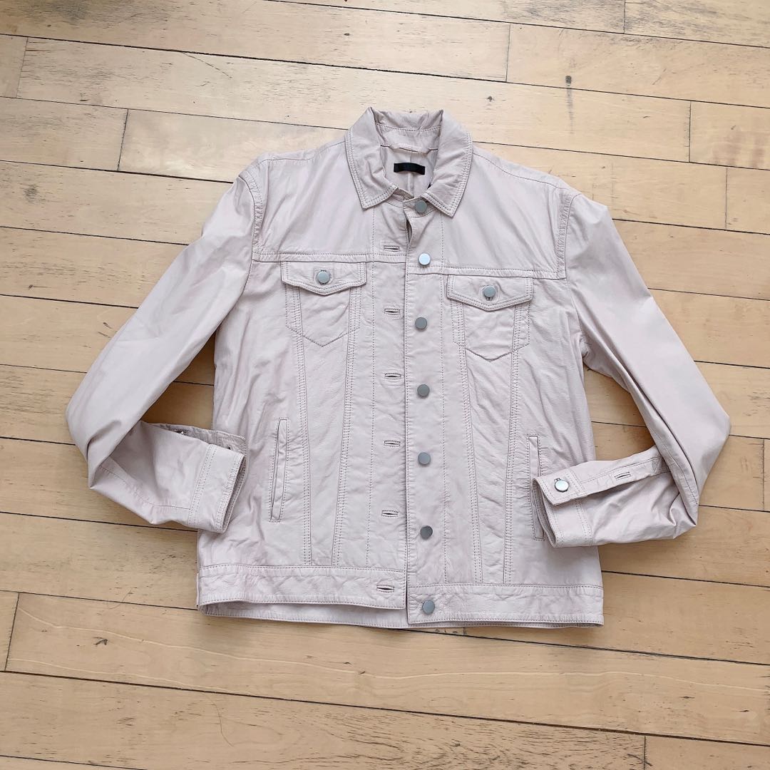 Blush Pink Leather Jacket, Women's Fashion, Coats, Jackets and