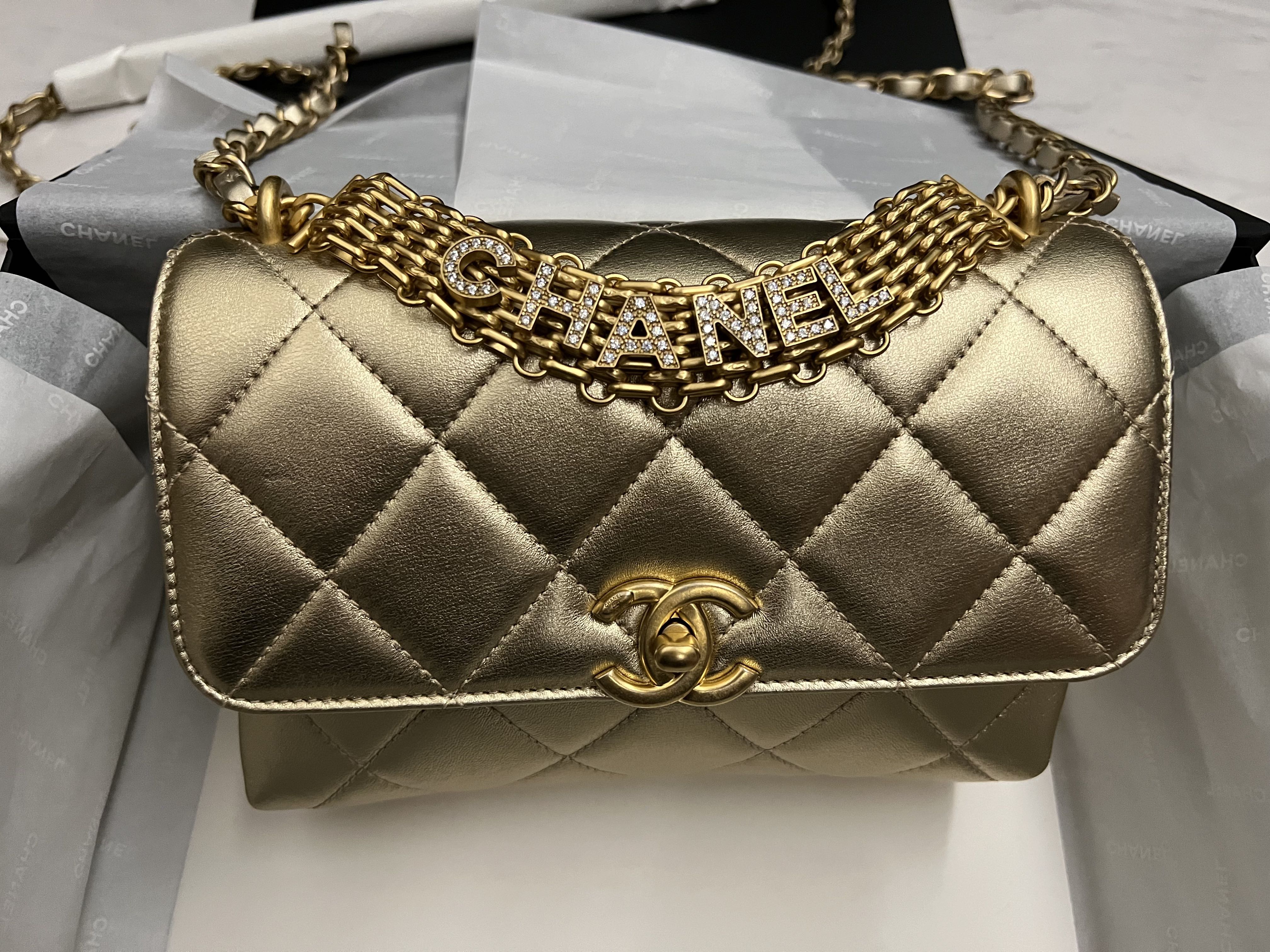 limited time sale] BNIB limited edition Gold Chanel bag, just bought from  japan, Women's Fashion, Bags & Wallets, Shoulder Bags on Carousell