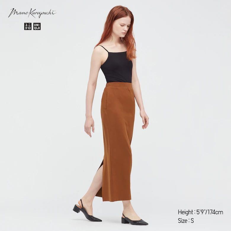 BNWT Uniqlo Mame Kurogouchi AIRism Cotton Slit Skirt Brown M