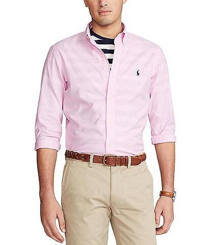 Pink long sleeve polo shop shirt