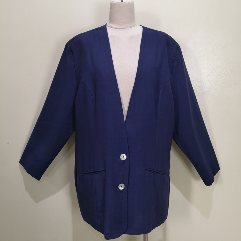 C578 - BT Industries Blue Semi-sheer Vintage Blazer with Mother of ...
