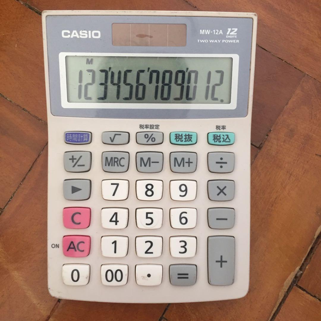 Casio MW12A 12 Digits Two Way Power Calculator Japan Surplus, Hobbies