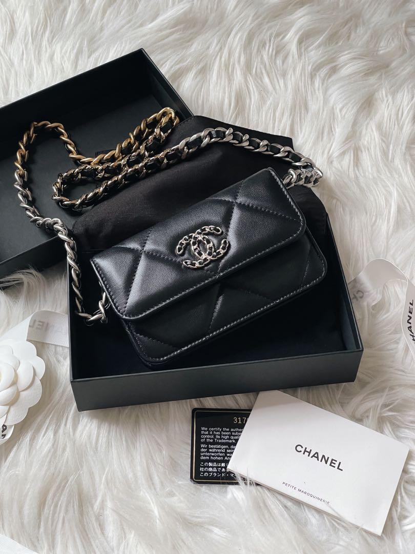 Chanel 19 Clutch With Chain in Black Lambskin