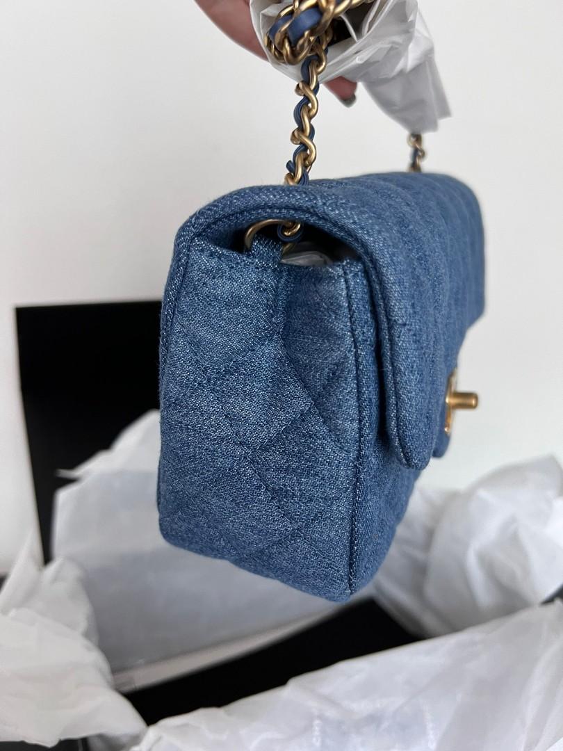Chanel denim pearl crush mini Flap bag, Women's Fashion, Bags & Wallets,  Shoulder Bags on Carousell