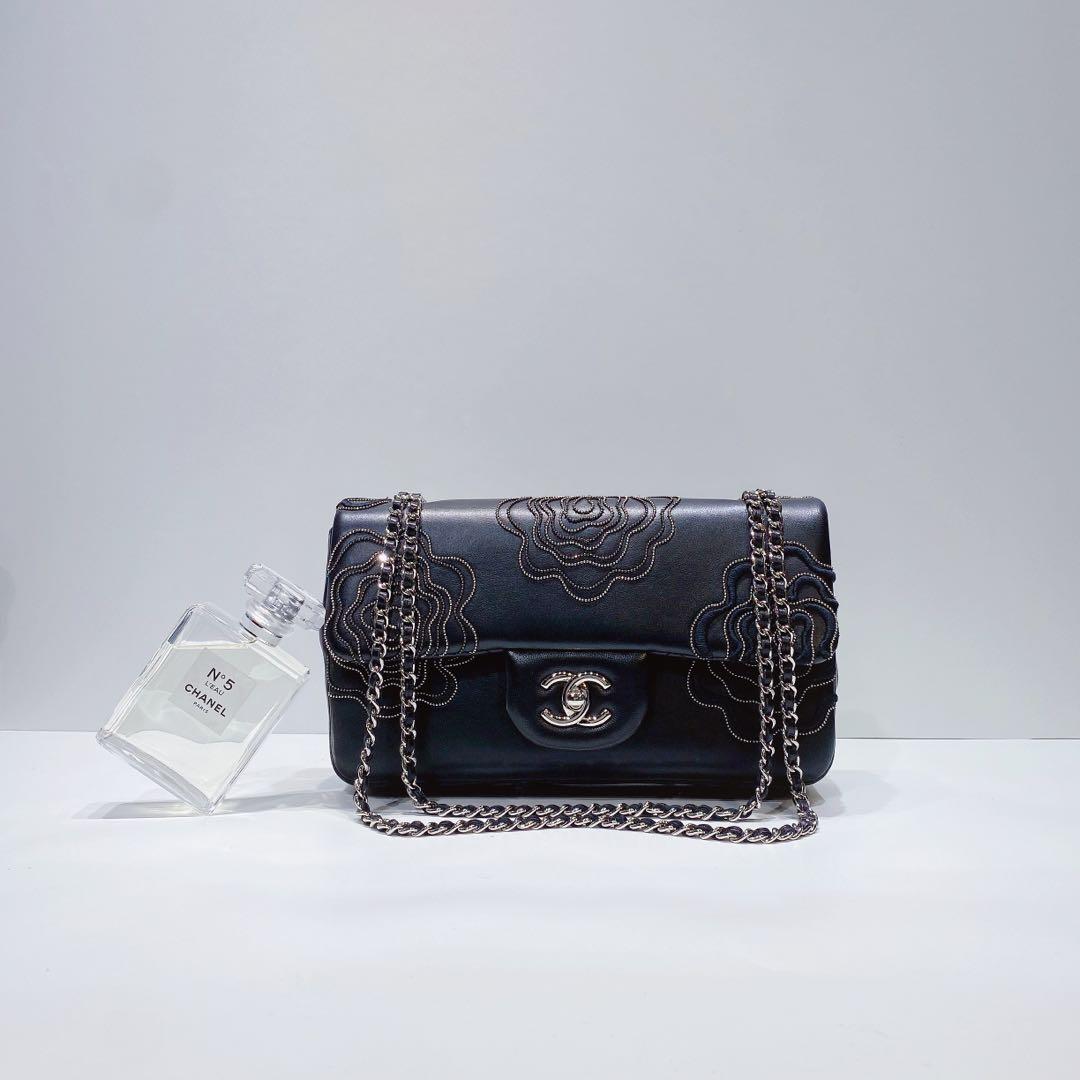 Chanel camellia embroidered lambskin boy chanel best sale small flap bag