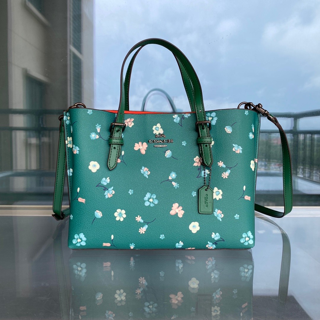 Coach Mollie Tote 25 with Green Floral Design Women s Fashion