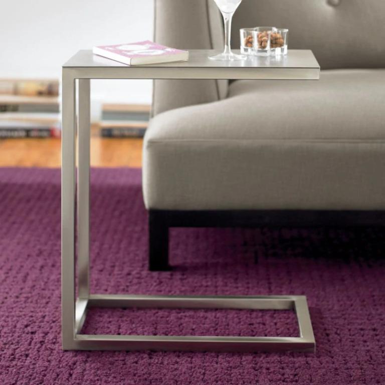 Crate Barrel MODERN Era Stainless Steel C Table Furniture