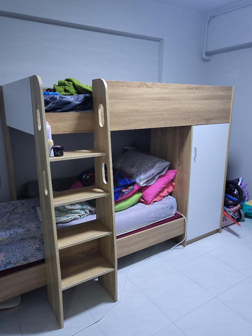 Double deck bed hot sale with closet