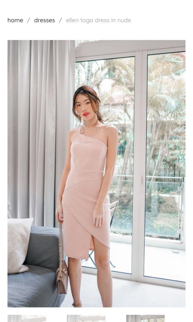 ellen toga dress in nude