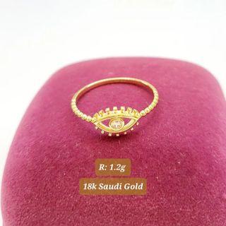 Evils Eye Ring, 18k Saudi Gold