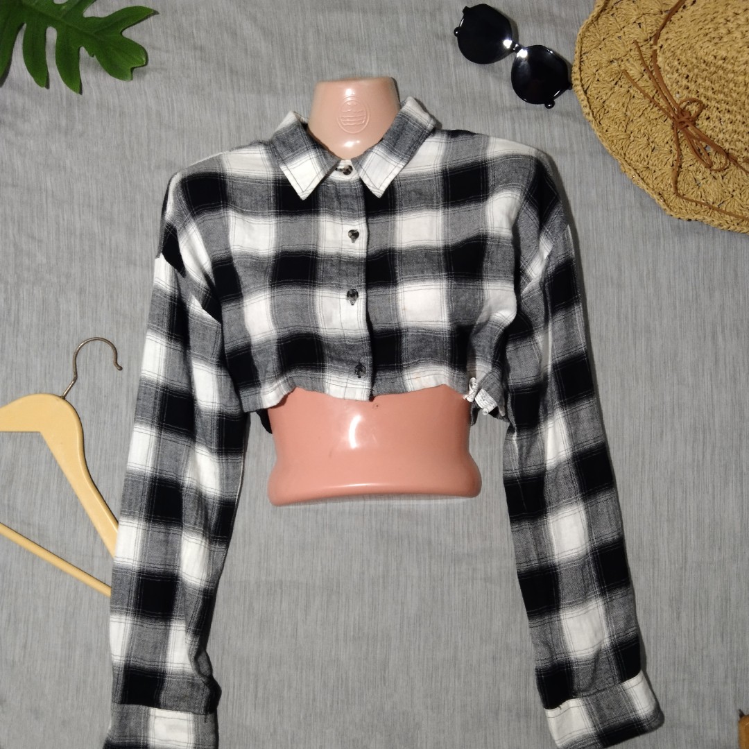 Long sleeve polo crop top shop