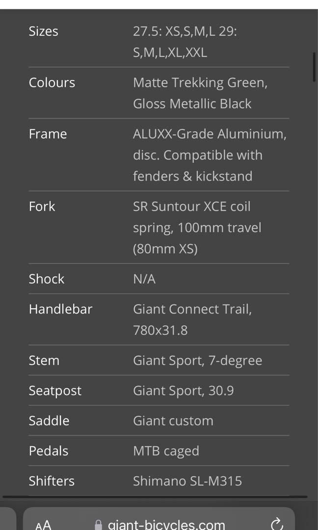 giant talon 4 size guide