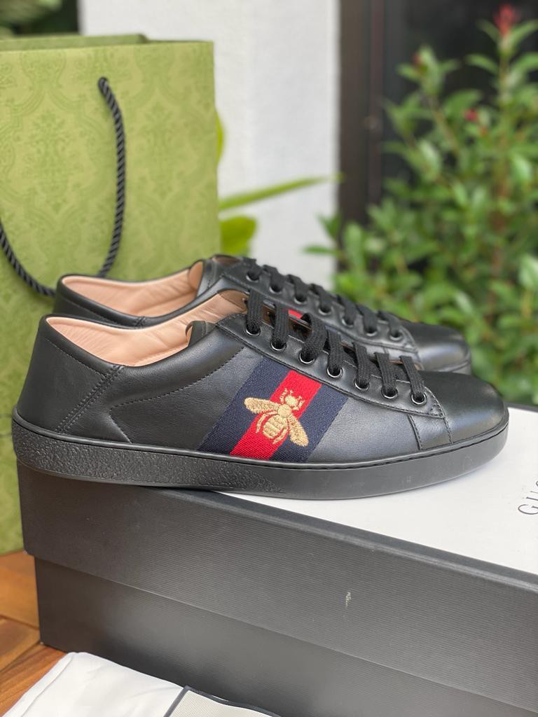 Gucci mens sneakers black on sale