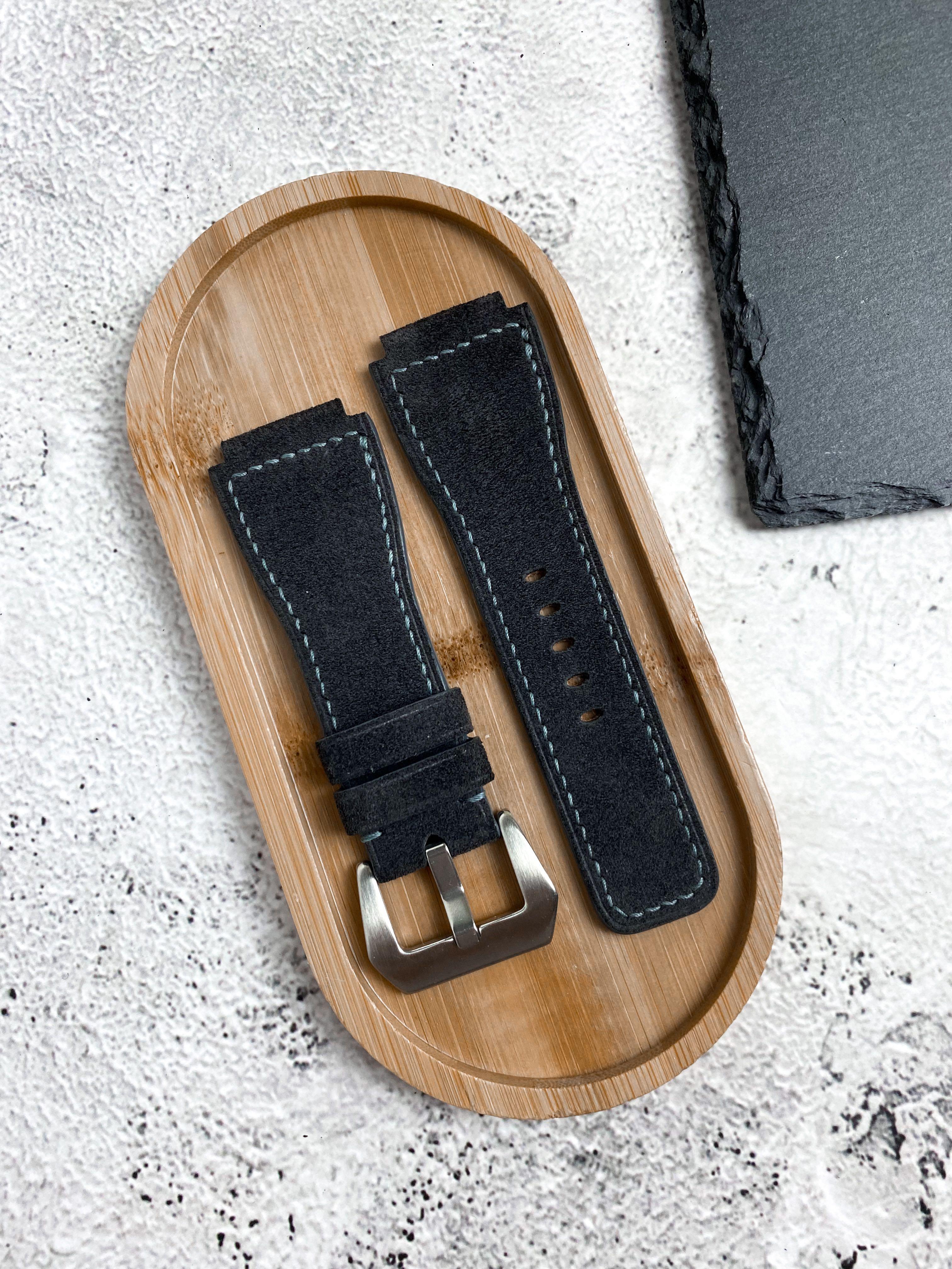 Handmade Dark Grey Suede Watch Strap for Bell Ross Luxury Watches on Carousell