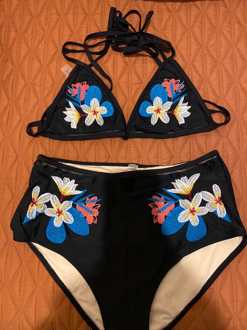 Embroidery Floral Print Bikini Suits Woman New Swimwear