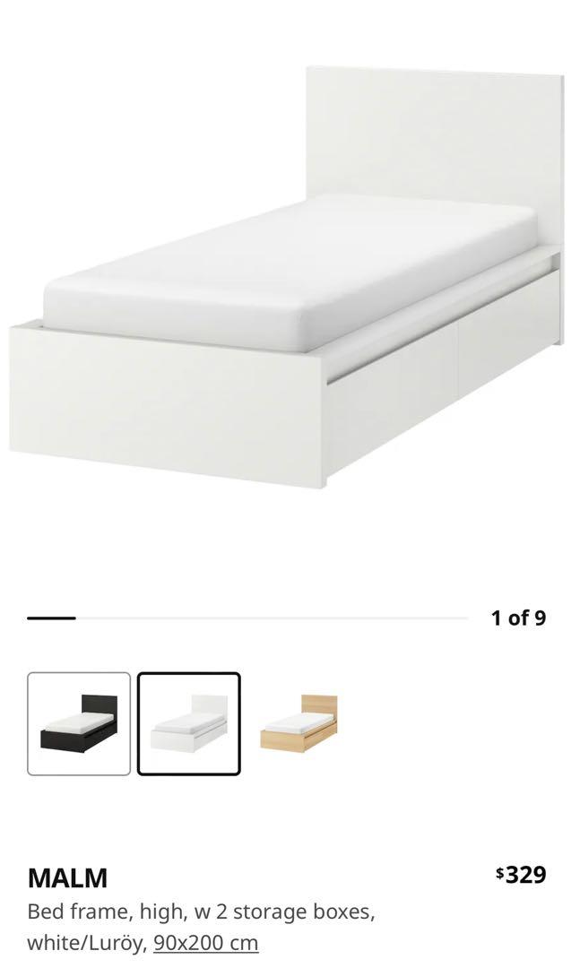 Ikea Malm Bed Frame + Mattress + Drawers, Furniture & Home Living
