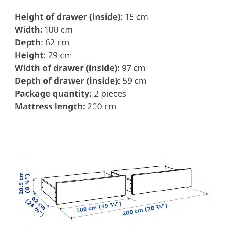 Ikea Malm under bed drawers (x4), Furniture & Home Living, Furniture