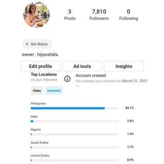 instagram account organic and filipino followers for sale!
