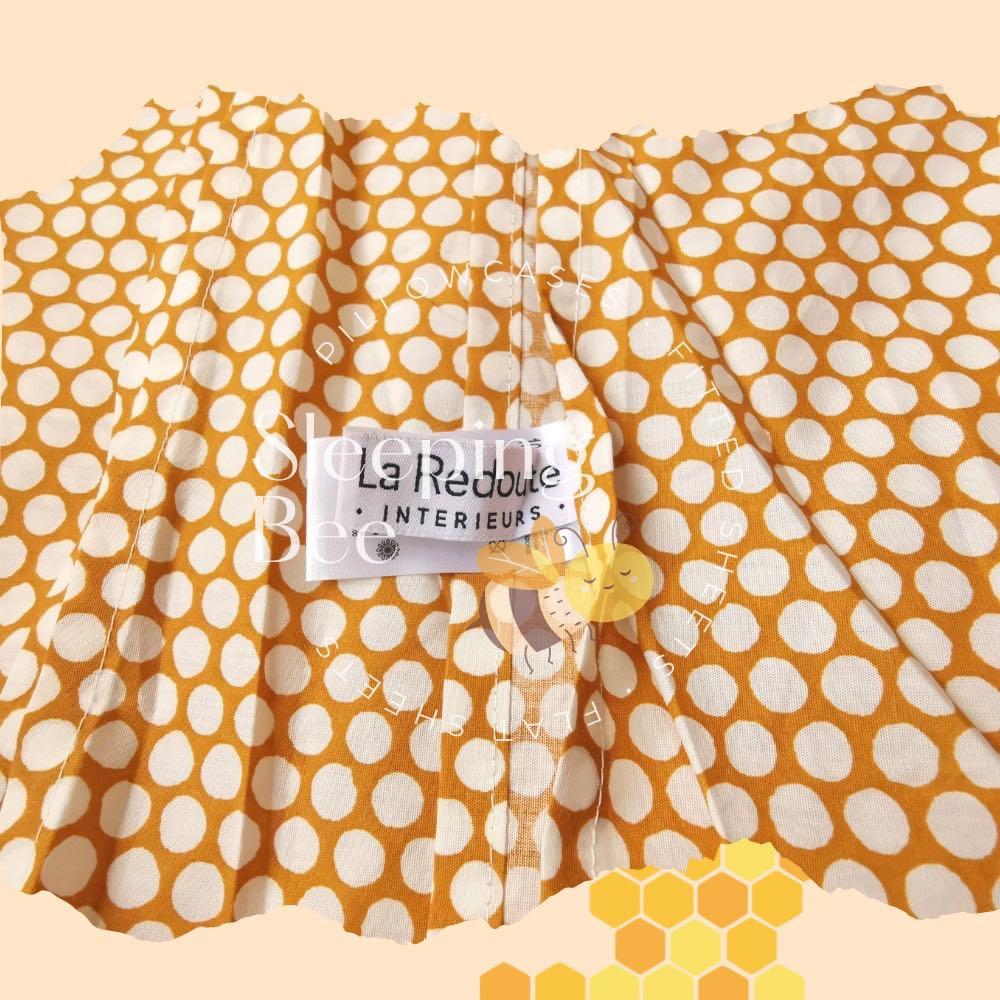 La Redoute Fitted Sheet - Duo Contrast (Category: Bedding & Towels) located in Pasay City. Submitted by sleepingbee_ (Listing ID 1166370453, Image 2). Description: La Redoute Fitted Sheet - Duo Contrast Garter: Corner Garter Color: Mustard with Polka dots Material: 100% cotton percale Full Double - 699 php Queen -799 php King - 999 php Additional information: • This STANDARD 100 certified product by OEKO-TEX® - certificate no. CQ 1102/4 IFTH - fo