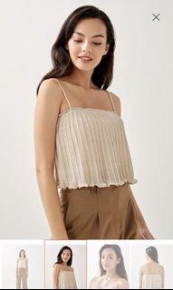 BNWT Love Bonito Lyla Micro Pleated Cropped Camisole Top in Cream