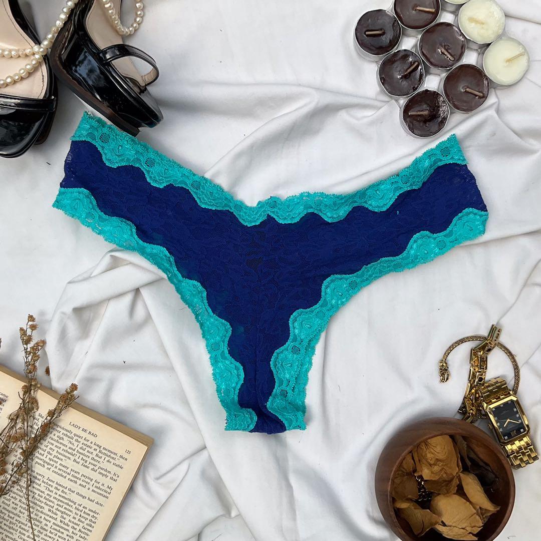 l-xl victoria's secret cheeky lace blue cyan underwear, Women's Fashion,  Undergarments & Loungewear on Carousell