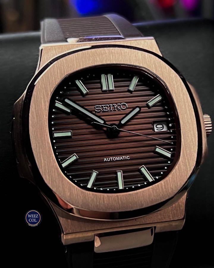 MOD] Seiko Brown RoseGold Nautilus with NH35A Movement, Men's Fashion,  Watches & Accessories, Watches on Carousell