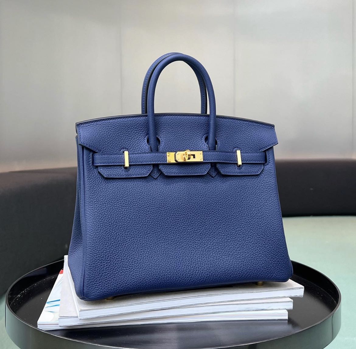 NEW Hermes Kelly 25 Touch Blue France/Sapphire Togo/Lizard Permabrass,  Luxury, Bags & Wallets on Carousell