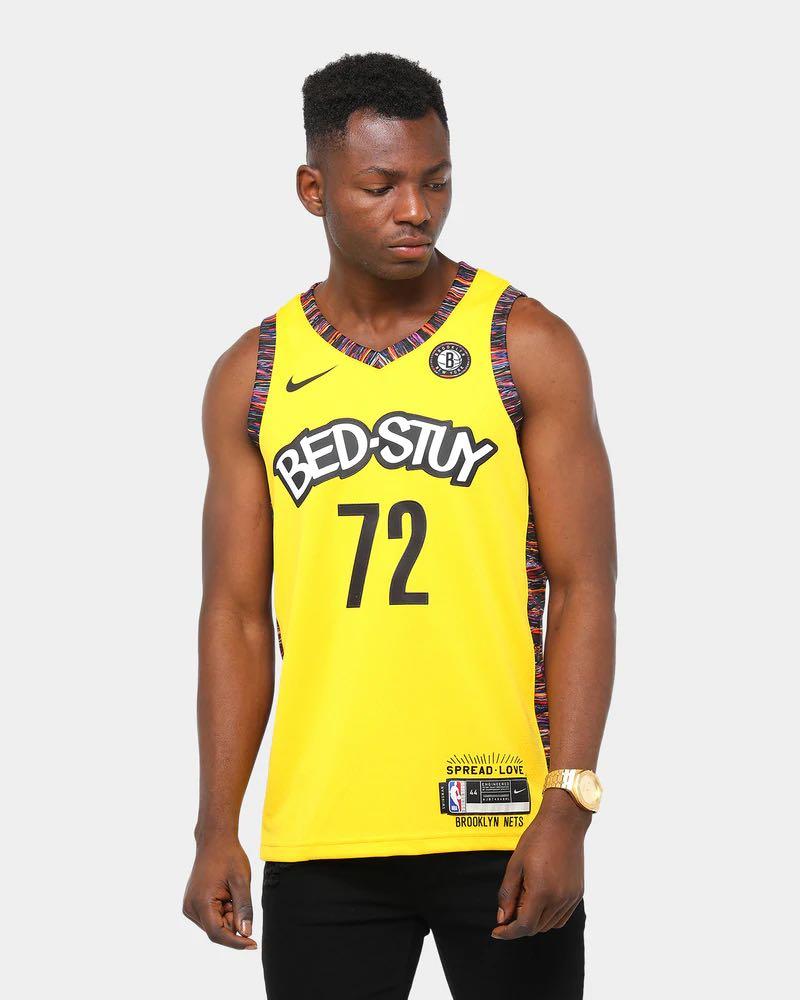 NIKE Brooklyn Nets Biggie Bed-Stuy Jersey NBA Used XXL size Yellow