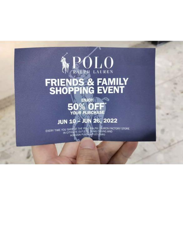 徵]2022 Polo Ralph Lauren Outlet friend & Family shopping 員工, 門票＆禮券, 活動門票-  Carousell