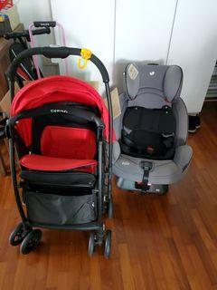 Pre loved baby car seat and stroller