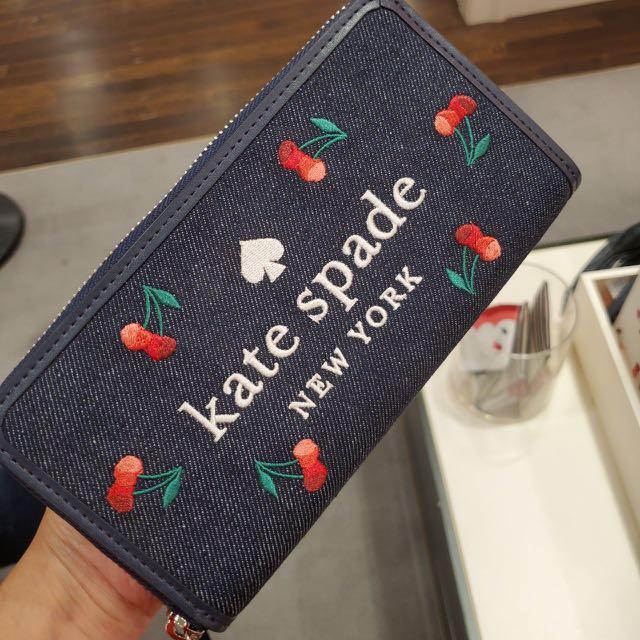 PREORDER) KATE SPADE ELLA CHERRY EMBROIDERY DENIM, Women's Fashion, Bags &  Wallets, Wallets & Card holders on Carousell