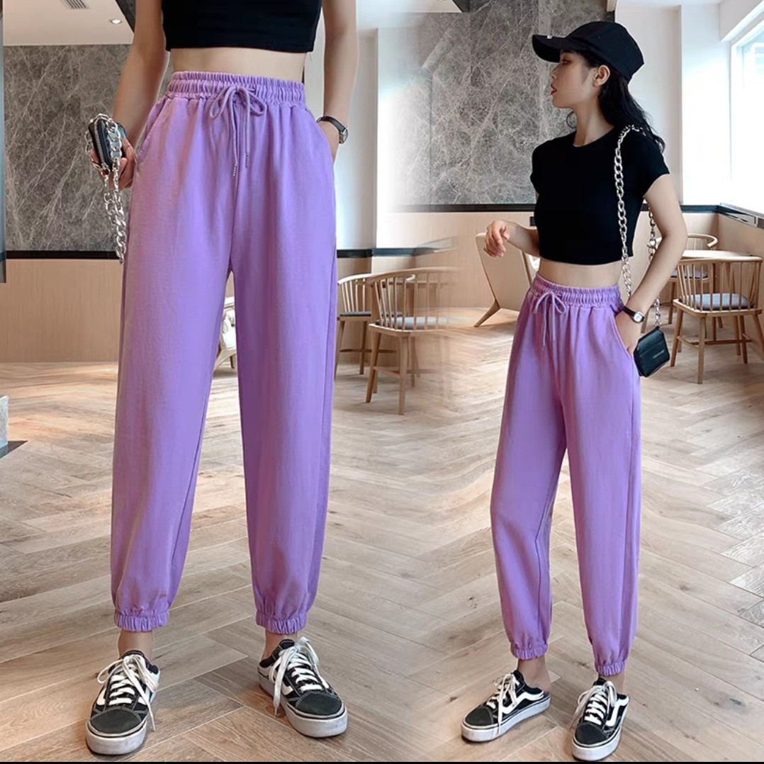 Purple Sweat Jogger Pants Fashion Women s Fashion Bottoms Other