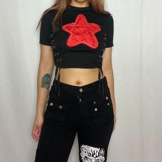 Reworked Punk rock Star Knit Crop Top