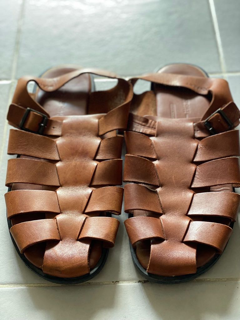 Mens full leather discount sandals