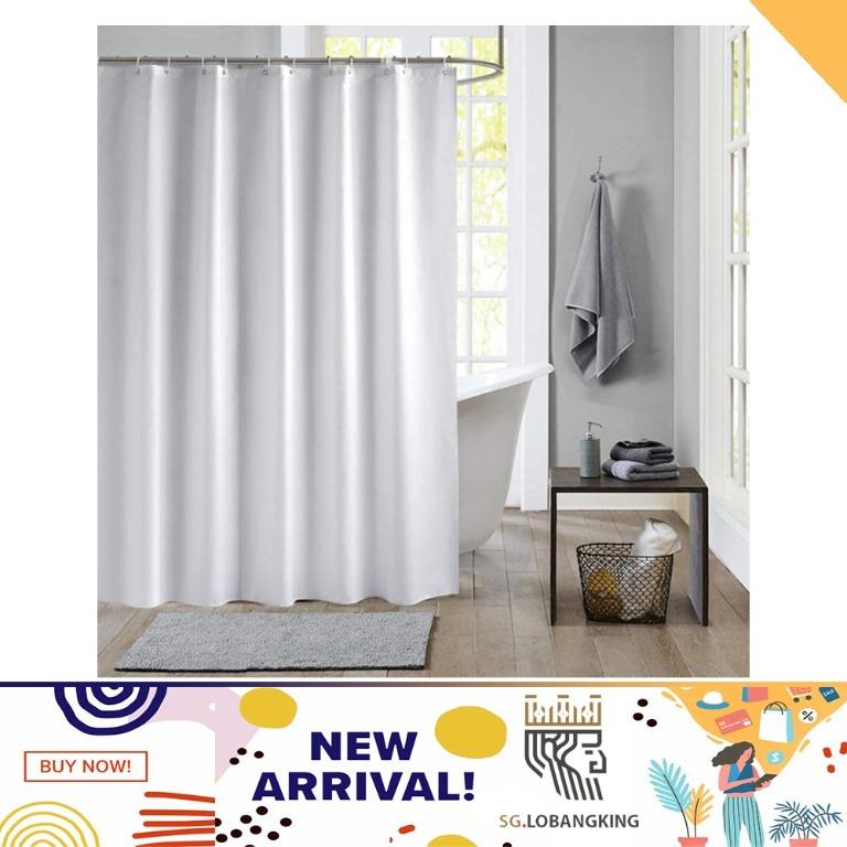 Polyester Shower Curtain Anti-Mould & Waterproof With 12 Hooks 180x180 CM Grey 