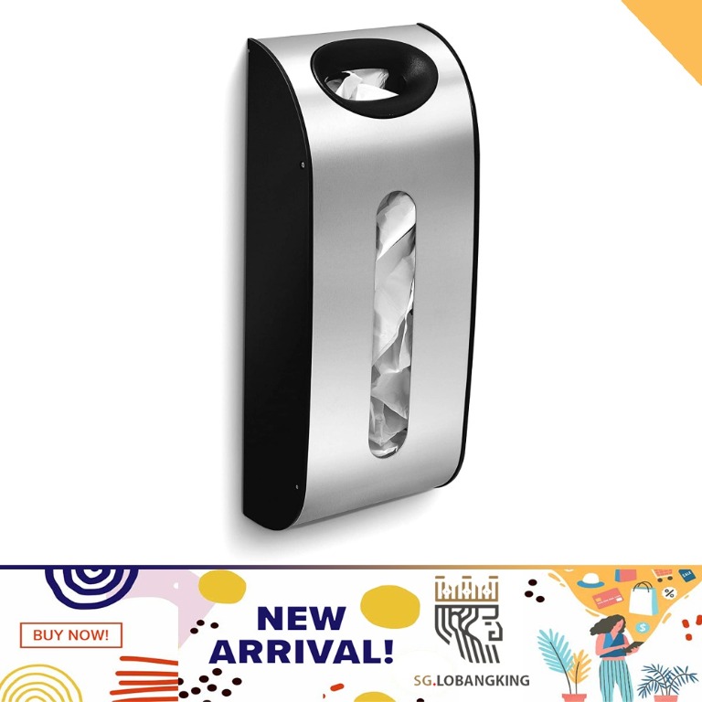 [sg stock] simplehuman Wall Mount Grocery Bag Dispenser, Brushed