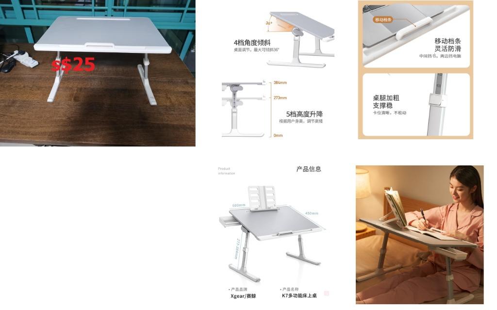 study table height and angle adjustable, Furniture & Home Living ...