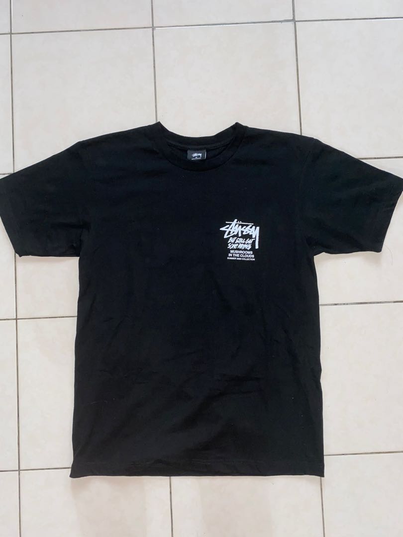 Stussy Mushrooms in the cloud Black Graphic Tee Size M