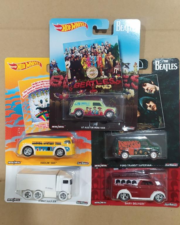 The Beatles Hot Wheels Pop culture 5pc sets - HIWAY HAULER AUSTIN MINI VAN  DAIRY DELIVERY FORD SUPER VAN ETC