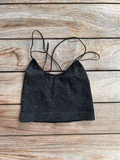 Urban outfitters black sparkly crop top