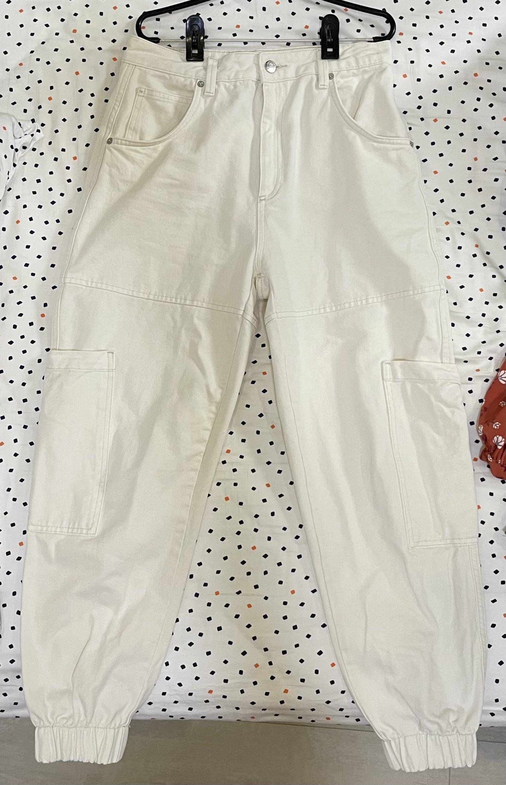 White cargo cheap jogger pants