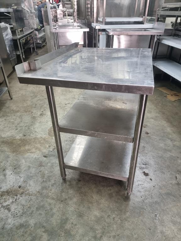 WORKTABLE 3 TIER STAINLESS STEEL 3 TIER WORKTABLE C/W BACKSPLASH USED ...