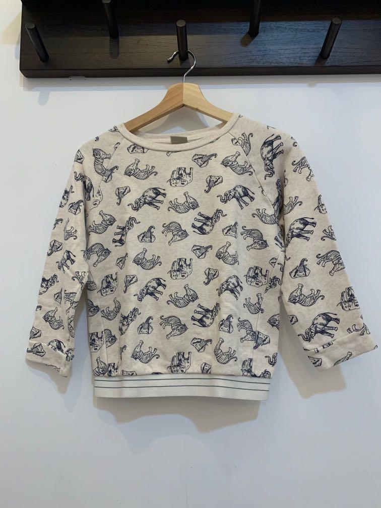 ZARA Crew Neck Beige Animal Print 