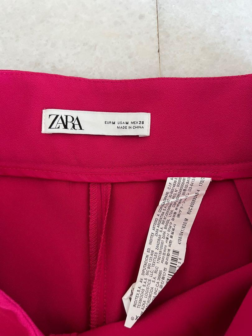 Zara hot pink wide leg trousers pants M, Women's Fashion, Bottoms, Other  Bottoms on Carousell