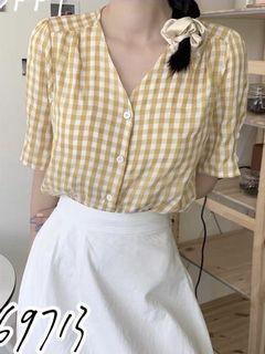 🦄夏日新品格子上衣（黃）🦄
