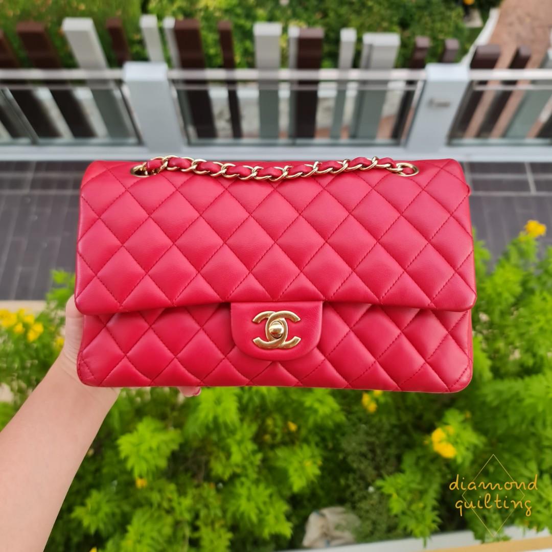 Chanel Fuchsia Pink Lambskin Jumbo Classic Double Flap Bag GHW