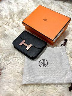 Hermes Constance slim Blue Lin, Luxury, Bags & Wallets on Carousell